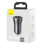 شارژر فندکی خودرو 60W با دو پورت USB و کانکتور از جنس طلا بیسوس