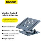 Baseus UltraStable Pro Series 360° Rotatable and Foldable Laptop Stand Metal – Space Grey