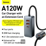شارژر فندکی بیسوس 120W مدل Share Together PPS multi-port 2U+2C - تصویر 5